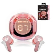 Xtreme Sound True Wireless Transparent Bluetooth 5.3 Earbuds with LED Charging Case, Pink