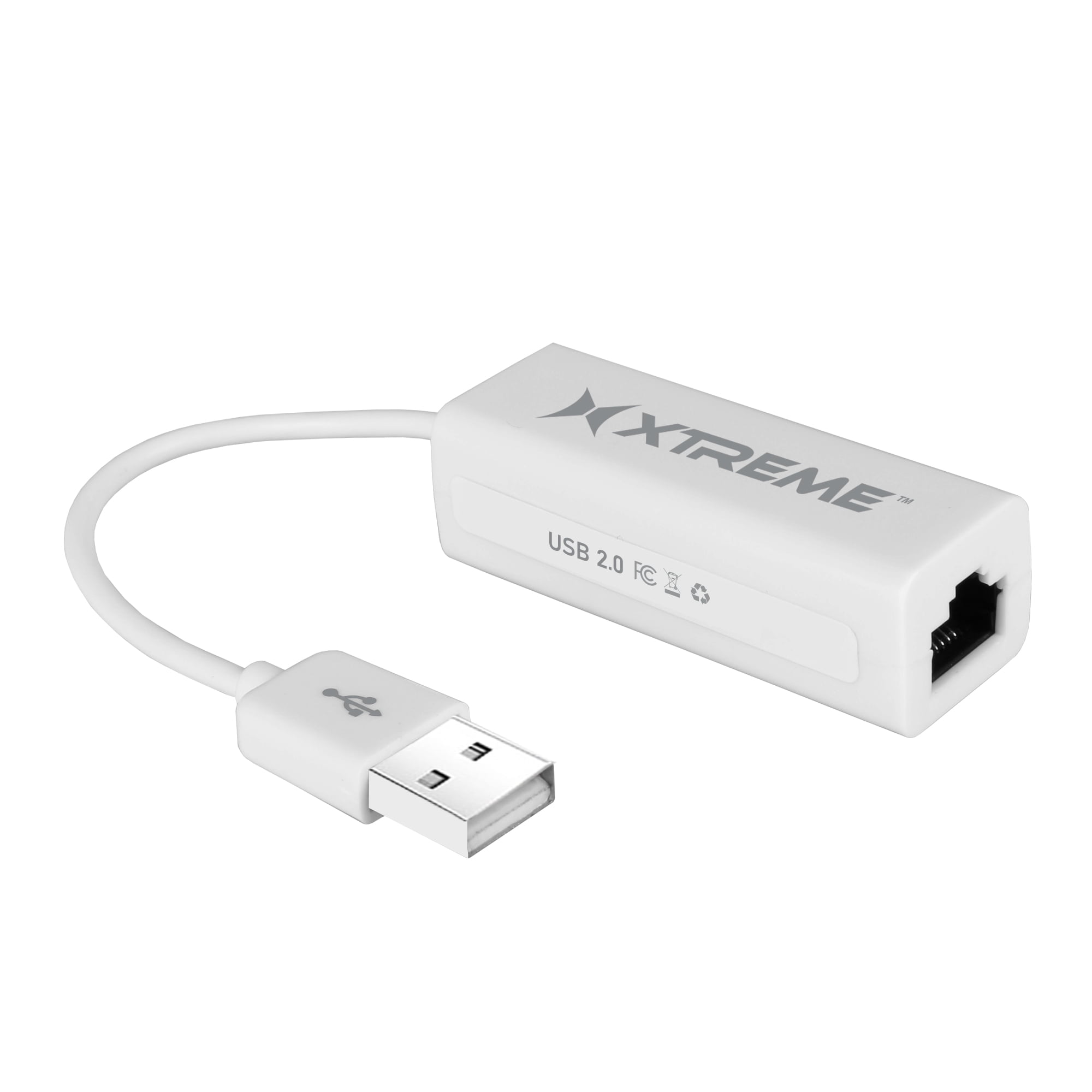 Xtreme USB 2.0 Ethernet White Adapter, Speeds of 10/100 Mbps ...