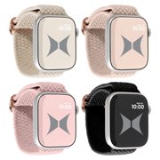 Xtreme Unisex Smart Watch Nylon Braided Elastic Band 4 Pack – Small Size, Breathable, Adjustable, 38/40/41 mm, Compatible with Apple Watch, For Women/Men, Milk 