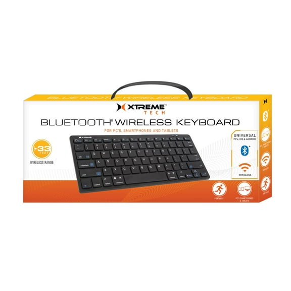 Xtreme Universal Wireless Bluetooth Super Slim Keyboard, 33ft Range, Portable