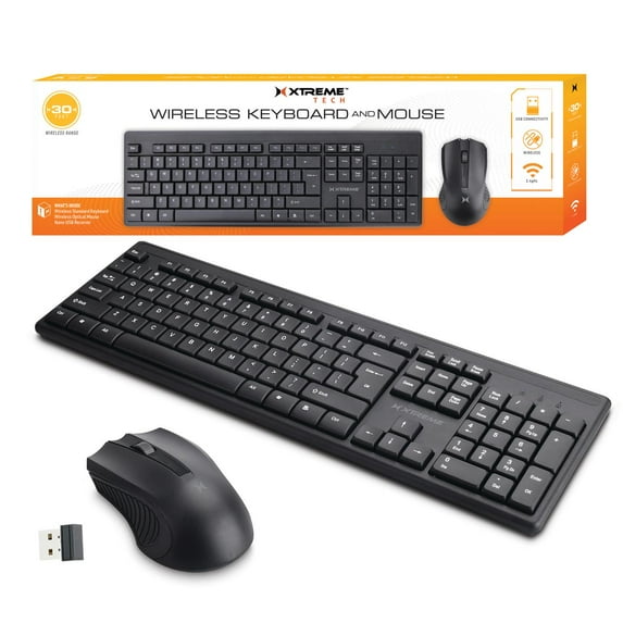 Xtreme Universal Wireless Computer Keyboard with Mouse Combo, USB Plug, Easy to Assemble