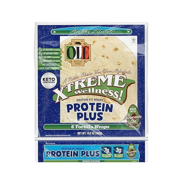 Xtreme Wellness Protein Plus Soft Taco | 8" Tortillas | 6 Count | 4 Pack | 10.58 oz