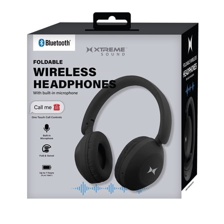Xtreme Wireless Bluetooth Headphones with Microphone, Over the Ear Headphones, Aux Line, ON/OFF, Phone Call, Volume Control, & Pause Buttons, 33 Foot Bluetooth Distance