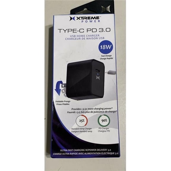 Xtreme XHC81021BLK CPD 3.0. USB Home Charge, Black - 18W