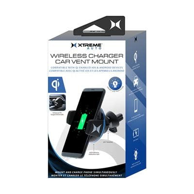 Xtreme XWC81004QIB Qi Fast Wireless Car Charger Vent Mount Phone Holder, Black