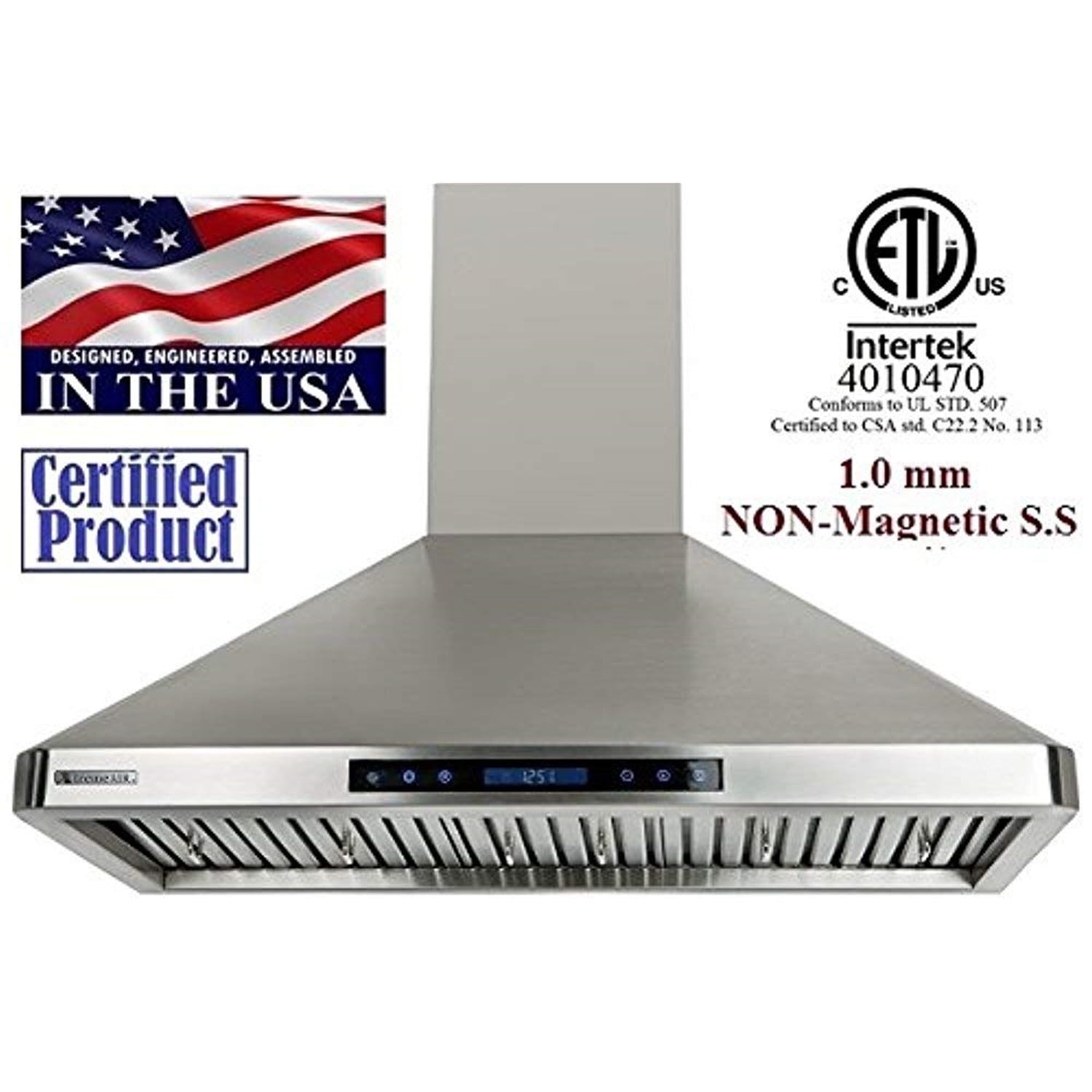 XtremeAir 36" Stainless Steel Wall Mount Range Hood with LED Lights
