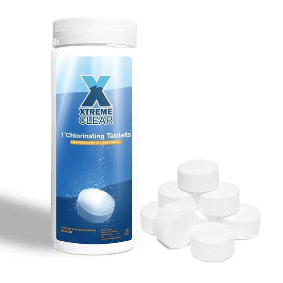 XtremeClear 1" Stabilized Chlorine Tablets, Hot Tub Bleach Tablet, 1.5 lbs, Slow Dissolving