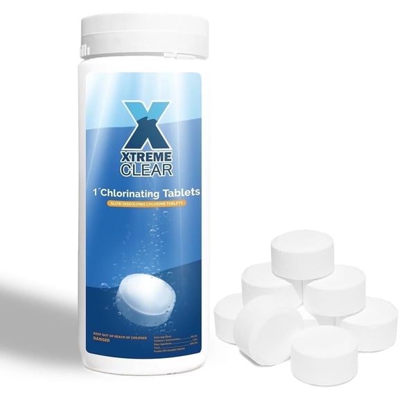 XtremeClear Pool & Spa 1" Chlorinating Tablets, Slow Dissolving Chlorine Pool Chemical, 1.5lb