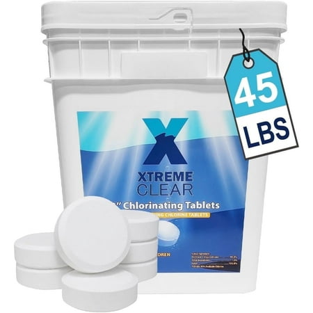 XtremepowerUS XtremeClear 3" Stabilized Chlorine Tablets, Pool Chlorine, Slow Dissolving, 45 lb