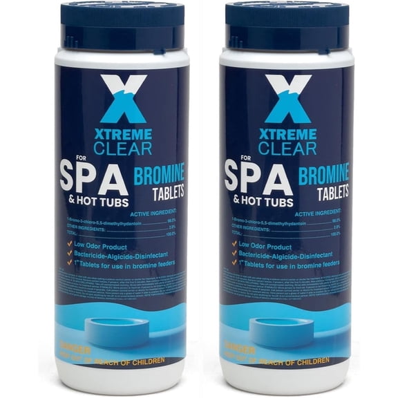 XtremeClear Pool & Spa Water Care Bromine Tablets 1 Inch Fast-Dissolving Formula 2-Pack 1.5 lbs