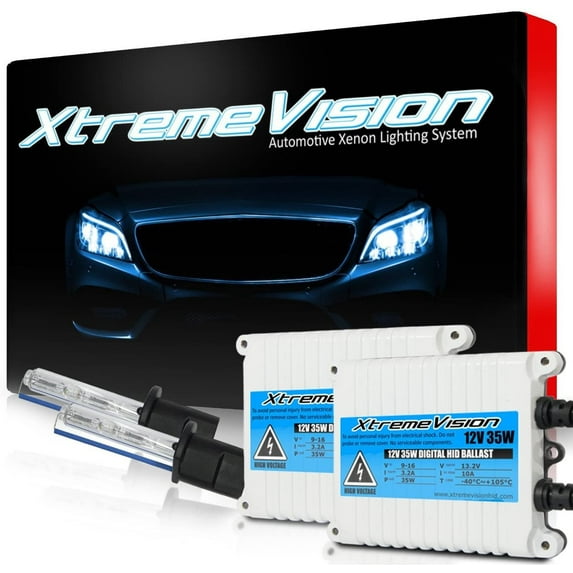 XtremeVision 35W AC Xenon HID Bundle with Slim AC Ballast 1 Pair and H1 6000K - 6K Light Blue Xenon Bulbs 1 Pair