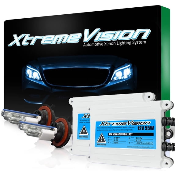 XtremeVision 55W AC Xenon HID Bundle with Slim AC Ballast 1 Pair and H13 / 9008 15000K - 15K Pink Xenon Bulbs 1 Pair
