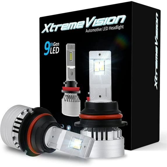 XtremeVision 9G 9007 LED Hi/Lo Headlight Bulb - 90W LED Conversion Kit - 500% Brighter - 6500K - 20000LM - 1 Pair - Plug and Play