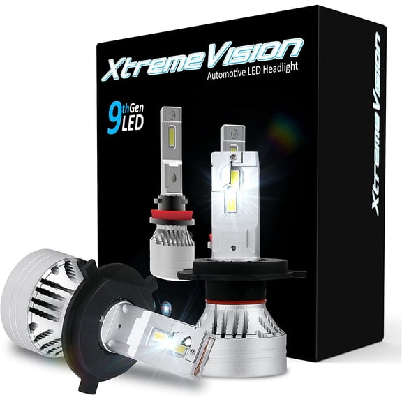XtremeVision 9G H4 LED Hi/Lo Headlight Bulb - 90W LED Conversion Kit - 500% Brighter - 6500K - 20000LM - 1 Pair - Plug and Play