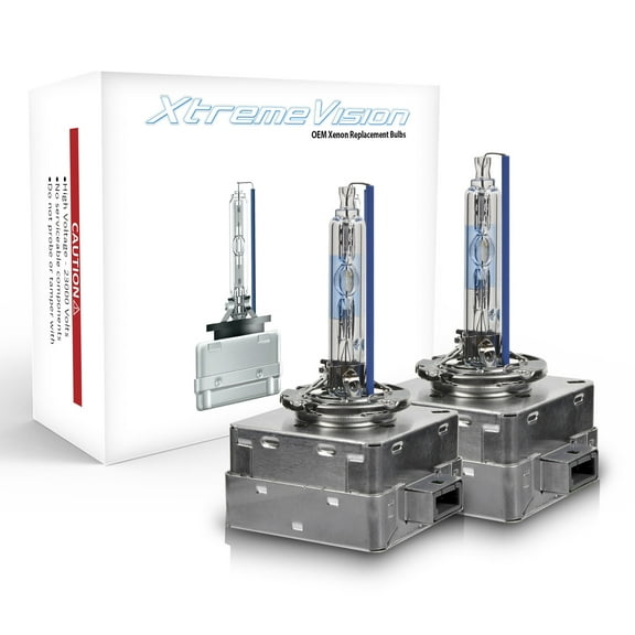 XtremeVision AC HID Xenon Replacement Bulbs - D2S / D2R / D2C - 5000K Bright White 1 Pair Metal Bracket