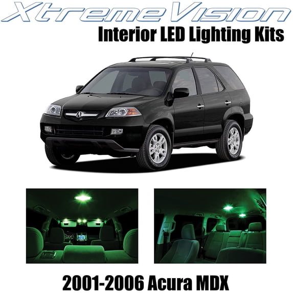 XtremeVision Interior LED for Acura MDX 2001-2006 14 pcs Green Interior LED Kit + Installation Tool