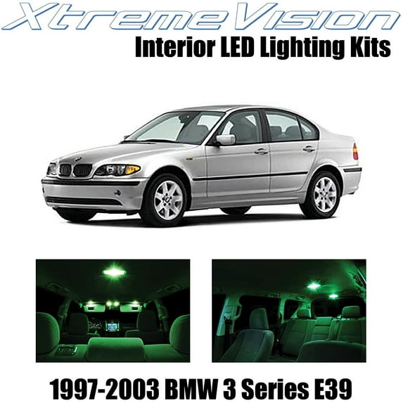 XtremeVision Interior LED for BMW 5 Series E39 1997-2003 14 pcs Green Interior LED Kit + Installation Tool