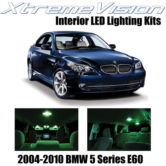 XtremeVision Interior LED for BMW 5 Series E60 2004-2010 17 pcs Green Interior LED Kit + Installation Tool