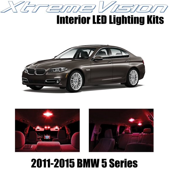 XtremeVision Interior LED for BMW 5-Series F10 528i 535i 550i M5 2011-2016 18 pcs Red Interior LED Kit + Installation Tool
