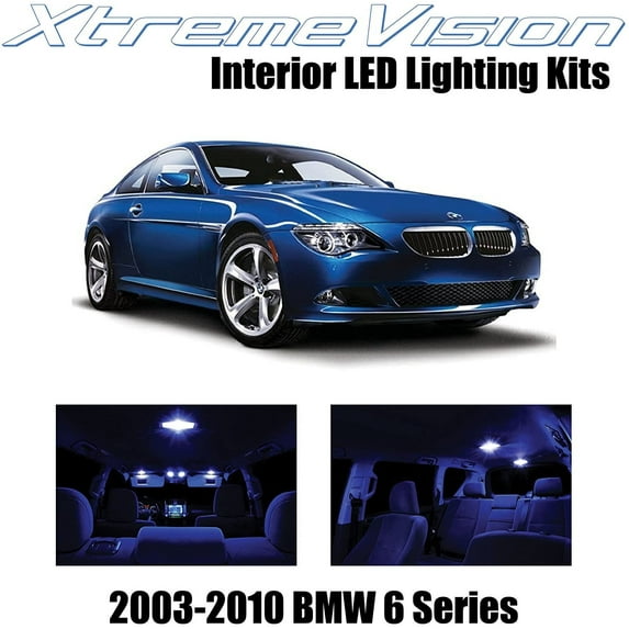 XtremeVision Interior LED for BMW 6 Series E63 E64 2003-2010 11 pcs Blue Interior LED Kit + Installation Tool