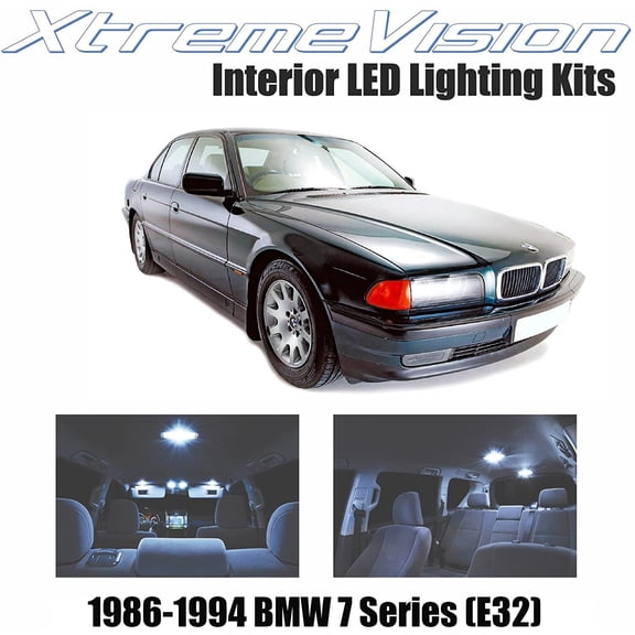 XtremeVision Interior LED for BMW 7 Series E32 1986-1994 4 Pieces Cool White Interior LED Kit + Installation Tool