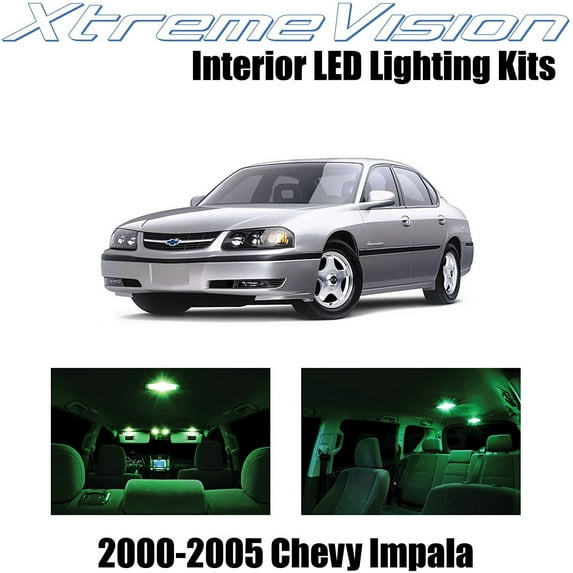 XtremeVision Interior LED for Chevy Impala 2000-2005 16 pcs Green Interior LED Kit + Installation Tool
