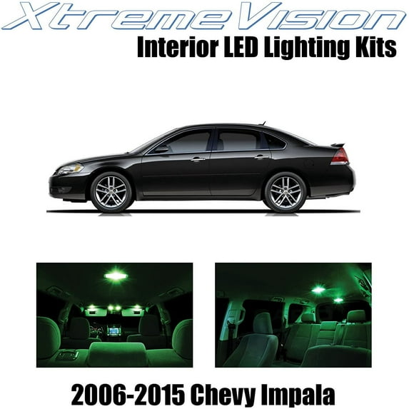 XtremeVision Interior LED for Chevy Impala 2006-2015 16 pcs Green Interior LED Kit + Installation Tool Tool