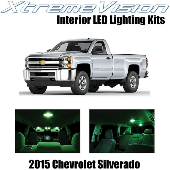 XtremeVision Interior LED for Chevy Silverado 2015+ 2 pcs Green Interior LED Kit + Installation Tool