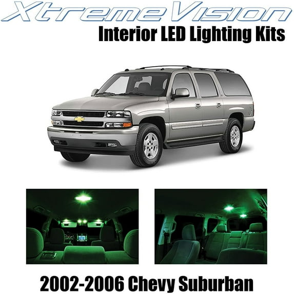 XtremeVision Interior LED for Chevy Suburban 2002-2006 10 pcs Green Interior LED Kit + Installation Tool