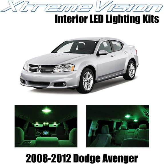 XtremeVision Interior LED for Dodge Avenger 2008-2012 10 pcs Green Interior LED Kit + Installation Tool