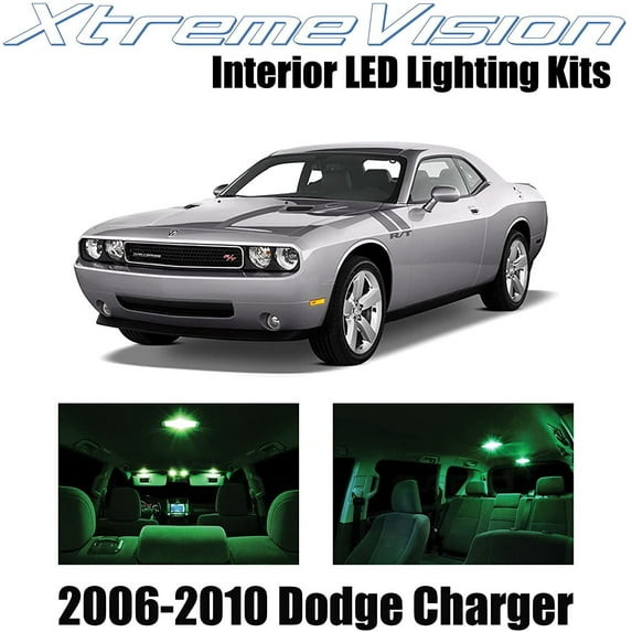 XtremeVision Interior LED for Dodge Challenger 2006-2010 5 pcs Green Interior LED Kit + Installation Tool