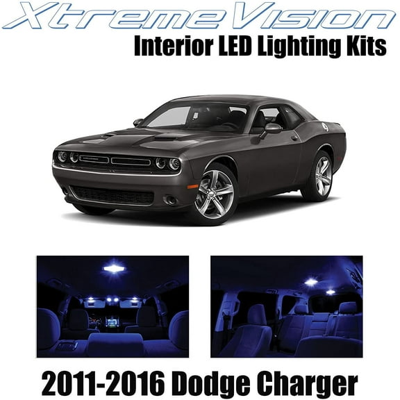 XtremeVision Interior LED for Dodge Challenger 2011-2016 16 pcs Blue Interior LED Kit + Installation Tool