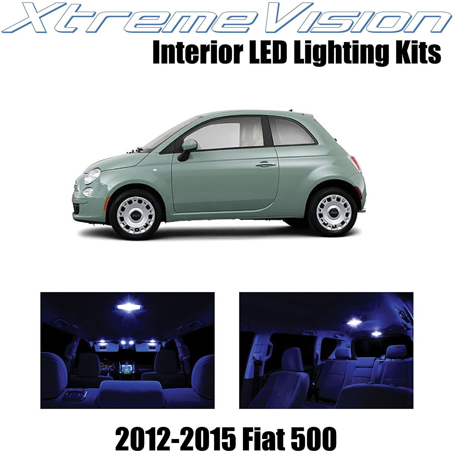 XtremeVision Interior LED for Fiat 500 2012-2015 3 pcs Green Interior LED  Kit + Installation Tool