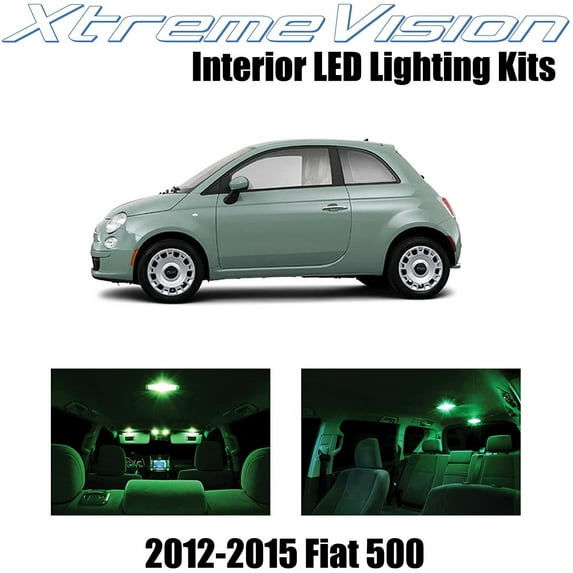 XtremeVision Interior LED for Fiat 500 2012-2015 3 pcs Green Interior LED Kit + Installation Tool