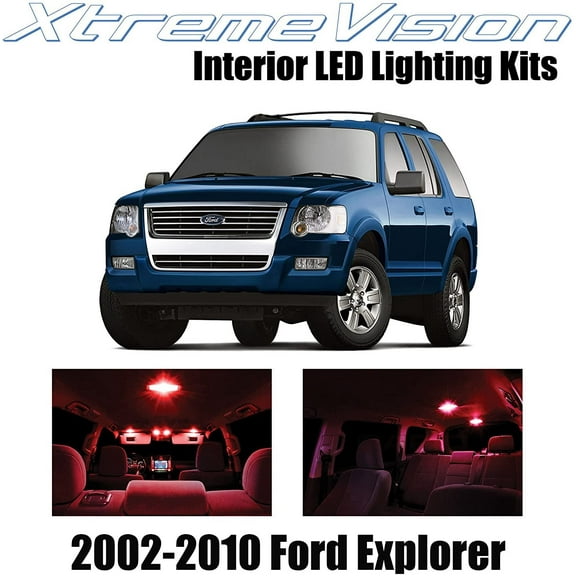 XtremeVision Interior LED for Ford Explorer 2002-2010 10 pcs Red Interior LED Kit + Installation Tool