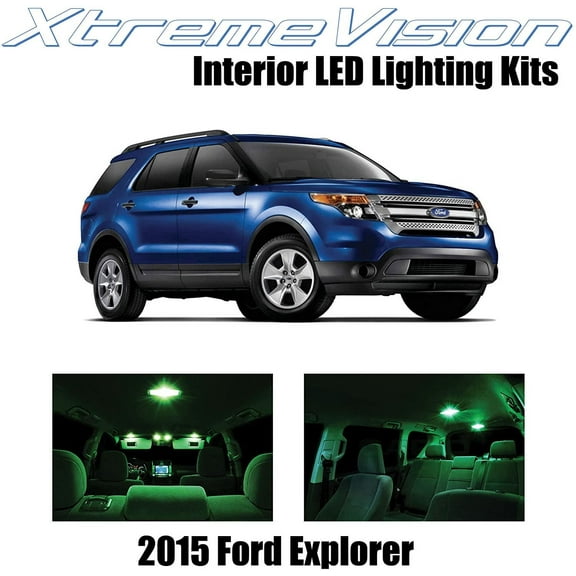 XtremeVision Interior LED for Ford Explorer 2015+ 11 pcs Green Interior LED Kit + Installation Tool