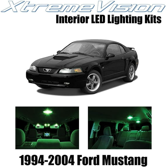 XtremeVision Interior LED for Ford Mustang 1994-2004 5 pcs Green Interior LED Kit + Installation Tool
