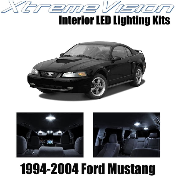 XtremeVision Interior LED for Ford Mustang 1994-2004 5 pcs Pure White Interior LED Kit + Installation Tool