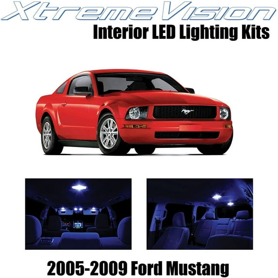 XtremeVision Interior LED for Ford Mustang 2005-2009 4 pcs Blue Interior LED Kit + Installation Tool