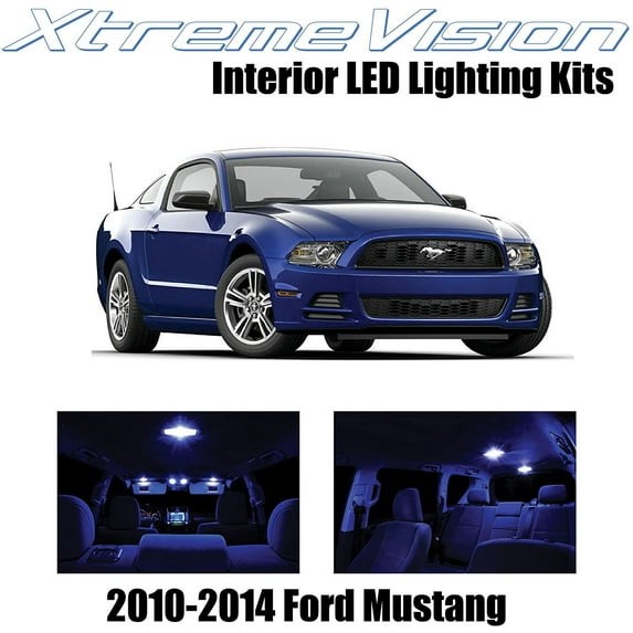 XtremeVision Interior LED for Ford Mustang 2010-2014 5 pcs Blue Interior LED Kit + Installation Tool