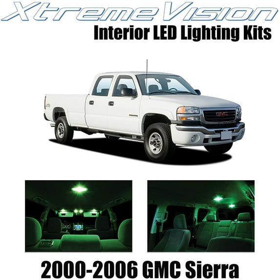 XtremeVision Interior LED for GMC Sierra 2000-2006 16 pcs Green Interior LED Kit + Installation Tool