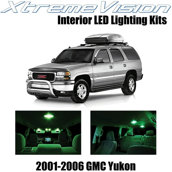 XtremeVision Interior LED for GMC Yukon 2001-2006 18 pcs Green Interior LED Kit + Installation Tool