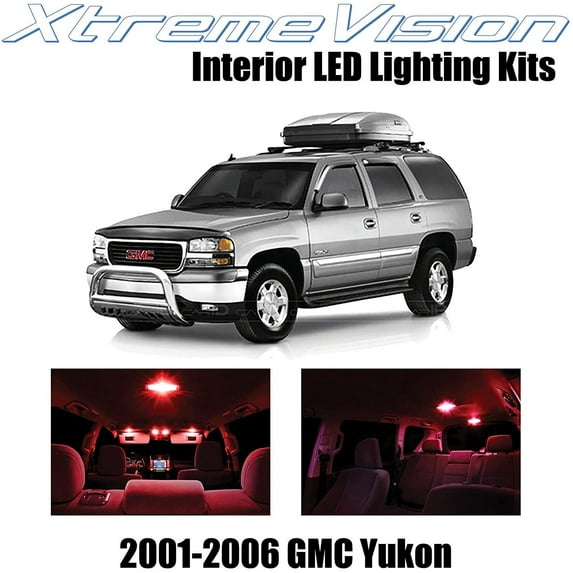 XtremeVision Interior LED for GMC Yukon 2001-2006 18 pcs Red Interior LED Kit + Installation Tool