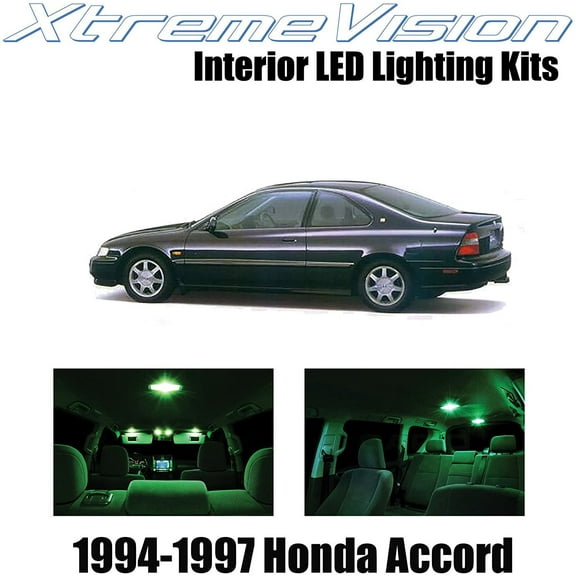 XtremeVision Interior LED for Honda Accord 1994-1997 10 pcs Green Interior LED Kit + Installation Tool