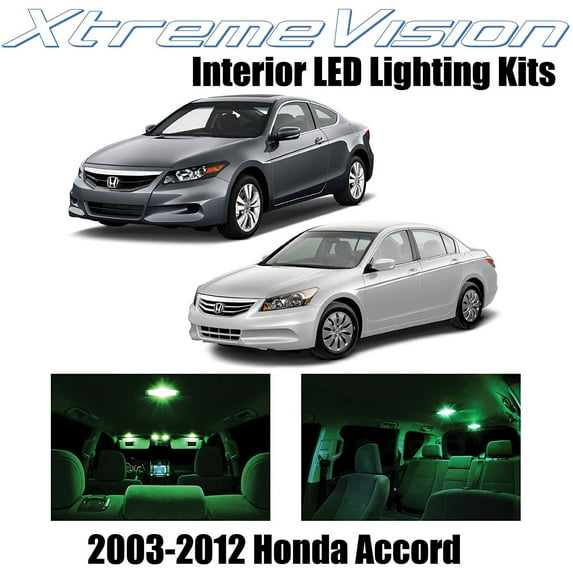XtremeVision Interior LED for Honda Accord 2003-2012 12 pcs Green Interior LED Kit + Installation Tool