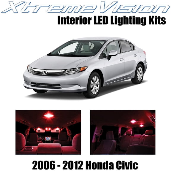 XtremeVision Interior LED for Honda Civic 2006-2012 10 pcs Red Interior LED Kit + Installation Tool