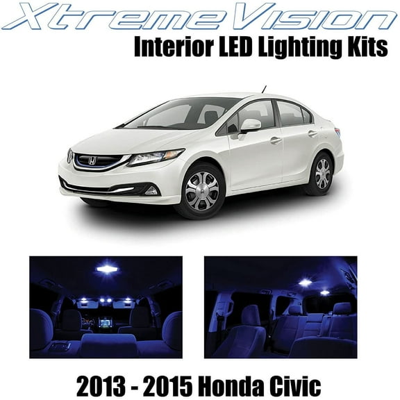 XtremeVision Interior LED for Honda Civic 2013-2015 8 pcs Blue Interior LED Kit + Installation Tool