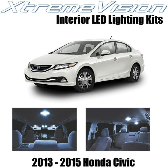 XtremeVision Interior LED for Honda Civic 2013-2015 8 pcs Cool White Interior LED Kit + Installation Tool