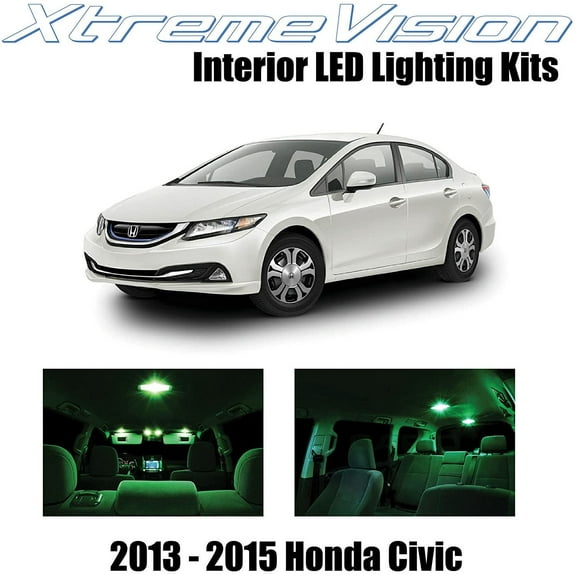 XtremeVision Interior LED for Honda Civic 2013-2015 8 pcs Green Interior LED Kit + Installation Tool