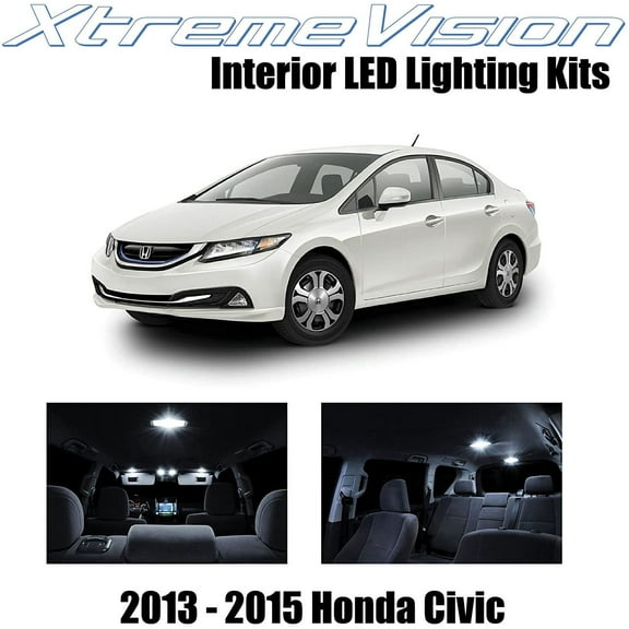 XtremeVision Interior LED for Honda Civic 2013-2015 8 pcs Pure White Interior LED Kit + Installation Tool